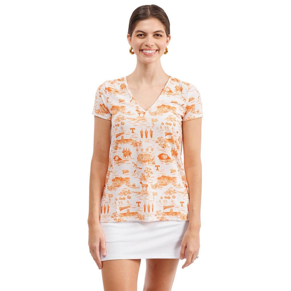 Smith & Quinn NWT‎ Tennessee Vols Collegiate Gameday Football V-Neck Tee Sz XS